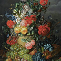 Antique Floral Bouquet with Fruits Oil Painting