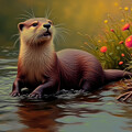 Otter Wall Art Digital Oil Painting